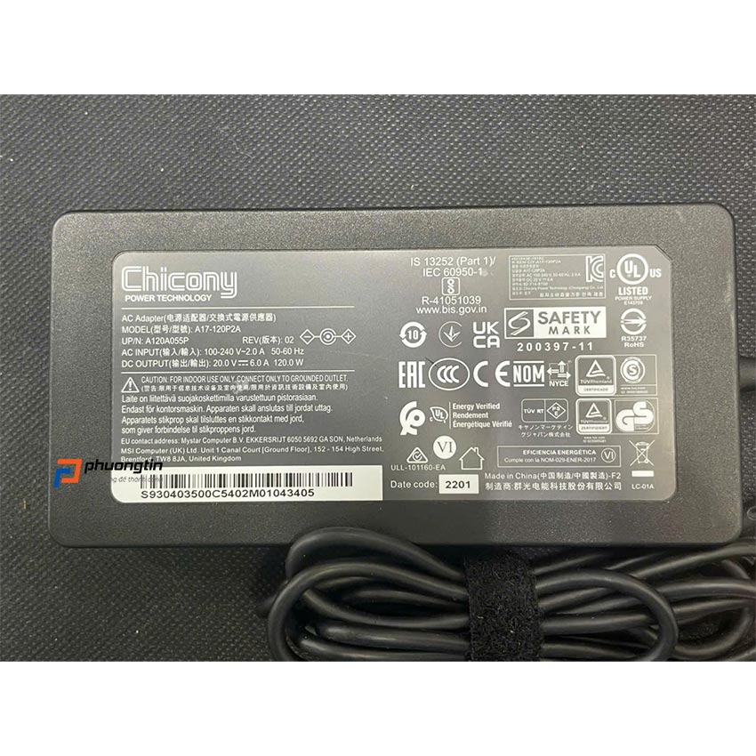 sạc chicony msi 120w kim nhỏ