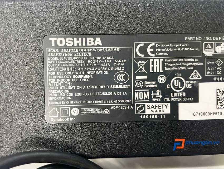 Sạc laptop Toshiba 120W đầu thường